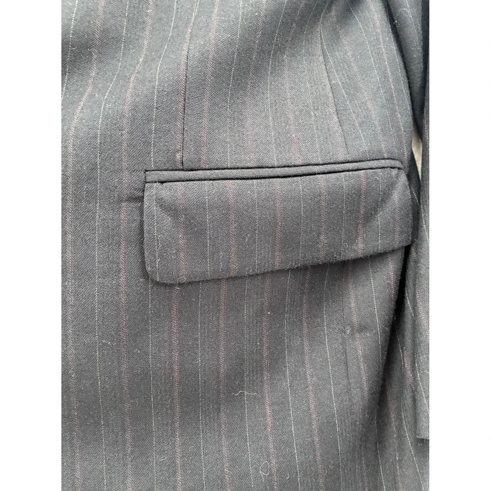 Esserre Mens Pinstripe Suit Black 100% Virgin Wool Italy Dark Academia